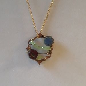 SALE NWT Vintage Czech glass flowers Necklace